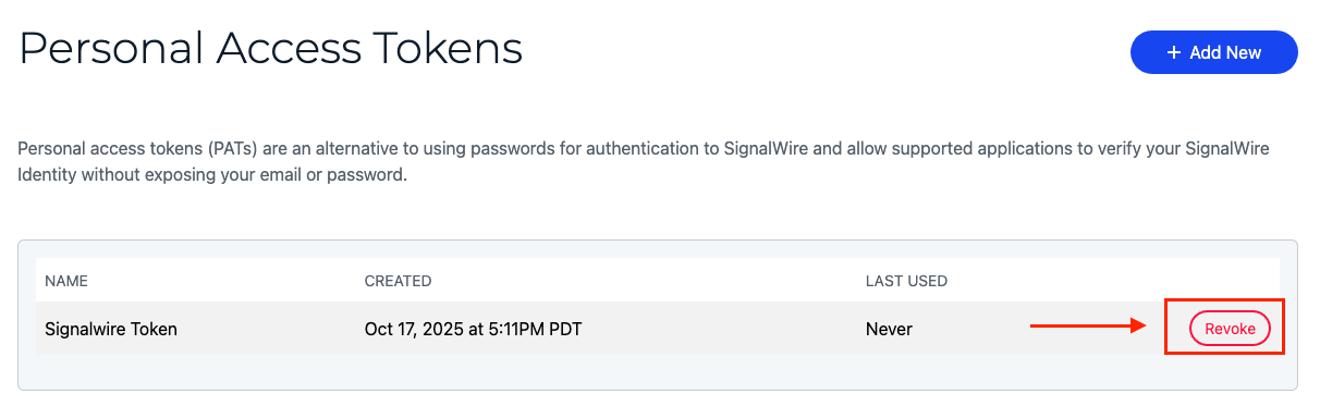 A Personal Access Token with the option to revoke it.